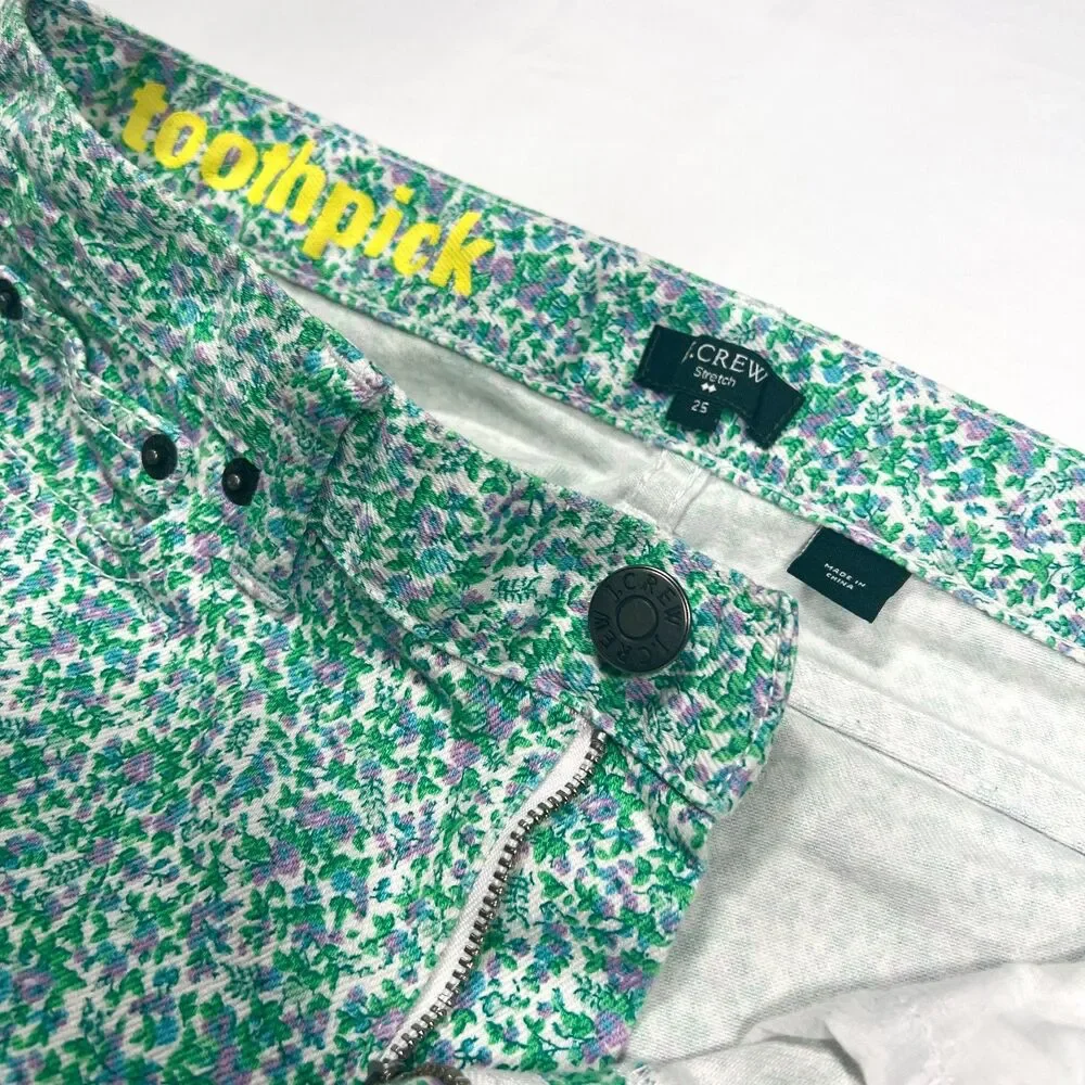 J.Crew Toothpick Floral Skinny Jeans Size 25 Stretch Ankle Pants